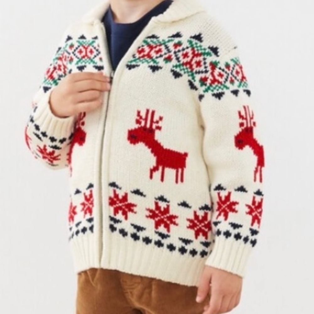 Hanna Andersson Dear Deer Sweater Jacket 90/3T